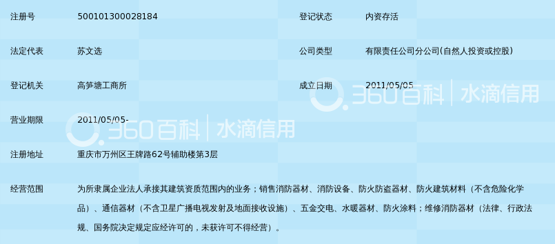 内蒙古启安消防工程有限公司重庆分公司