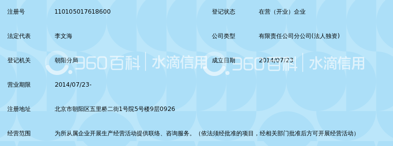 中辰商业保理有限公司北京朝阳分公司