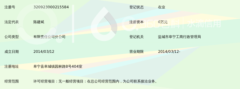 盐城市通江资产管理有限公司阜宁分公司