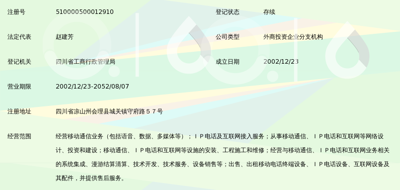 四川移动通信有限责任公司凉山分公司会理县守