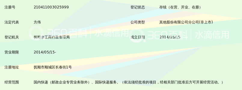 中国邮政速递物流股份有限公司抚顺市分公司长