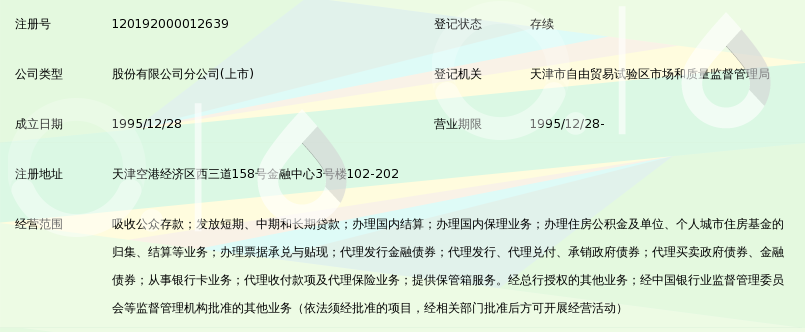 中国建设银行股份有限公司天津空港物流加工区