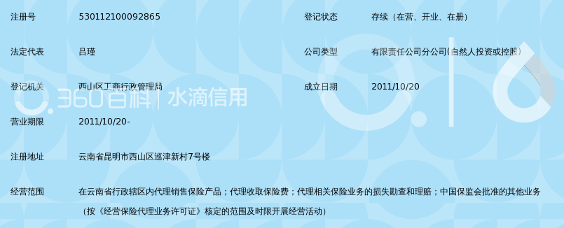 云南年安保险销售服务有限公司盘龙营业部
