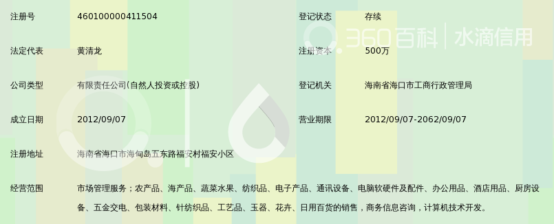 海南福安南农贸市场管理服务有限公司_360百