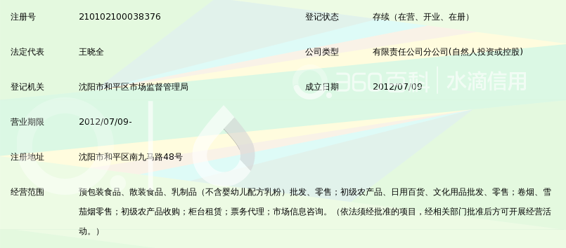 沈阳新天地超市连锁企业经营管理有限公司南九