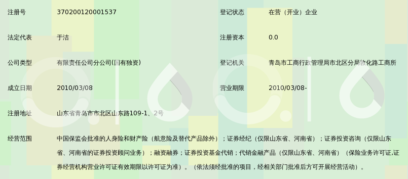 中信证券(山东)有限责任公司青岛山东路证券营