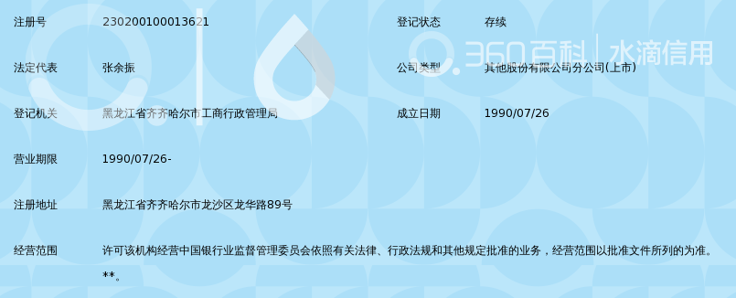中国工商银行股份有限公司齐齐哈尔分行_360