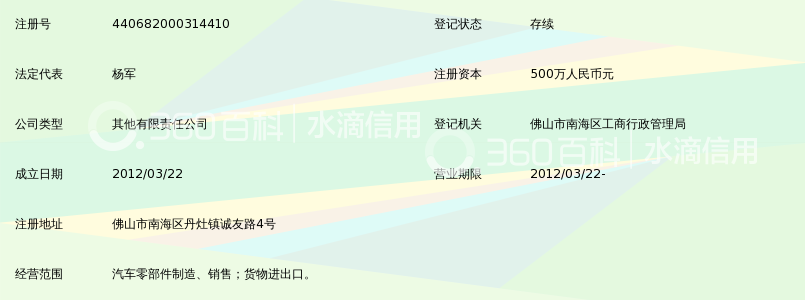 佛山晟华汽车零部件制造有限公司_360百科