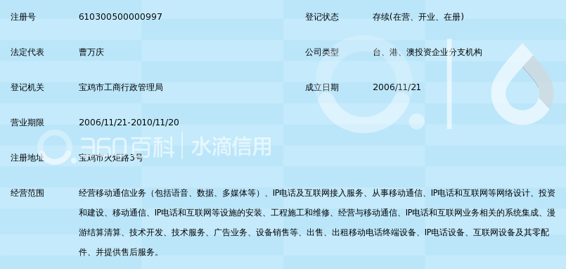 中国移动通信集团陕西有限公司宝鸡分公司高新