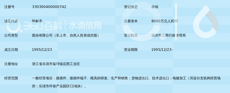 温州意华接插件股份有限公司_360百科